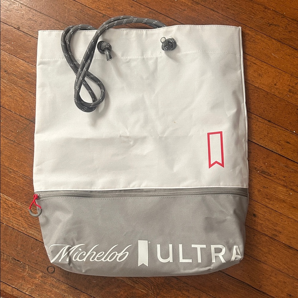 Gray and White Tote Bag